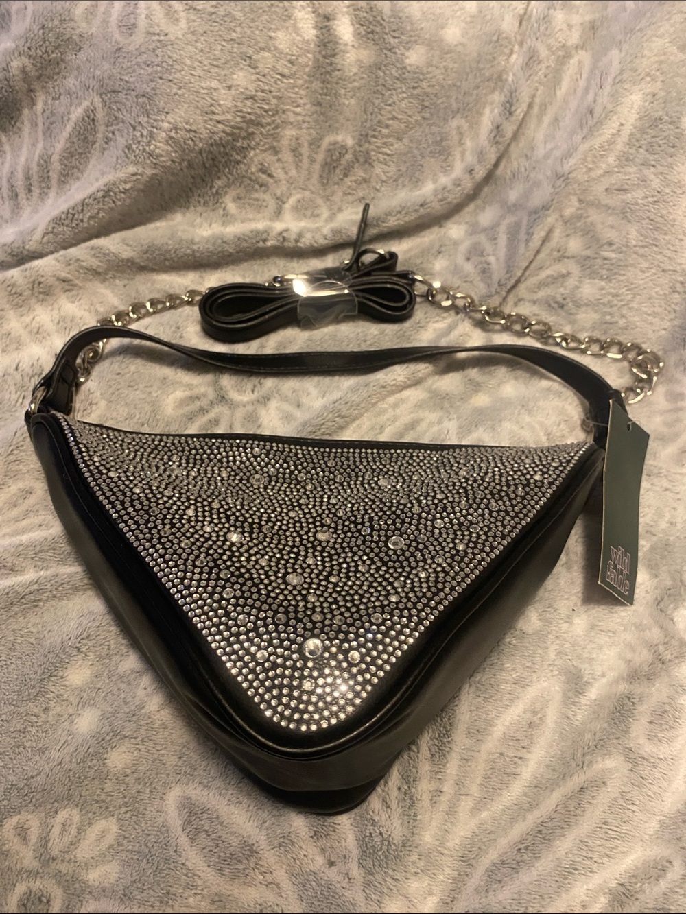 wild fable Black Crystal Triangle Shoulder Bag